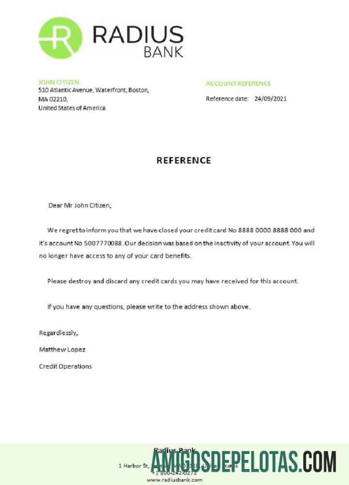 Referência de fechamento de raio dos EUA exemplo